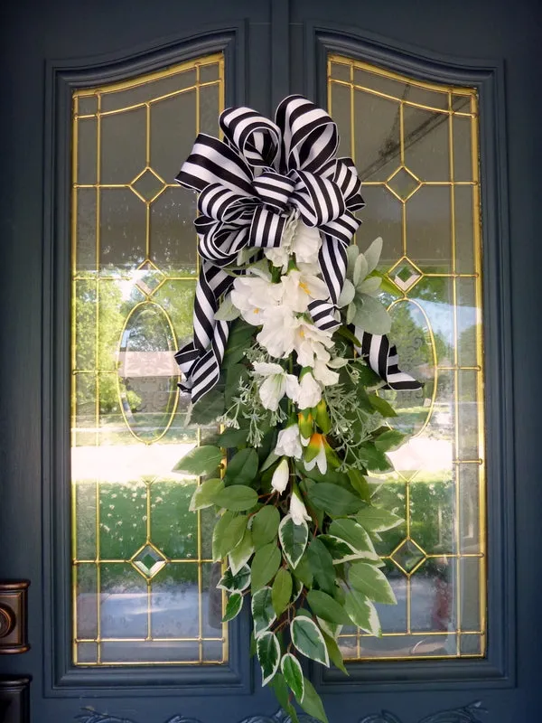 Summer Door Swags, extra long door swags, white teardrop swag