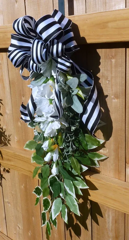 Summer Door Swags, extra long door swags, white teardrop swag