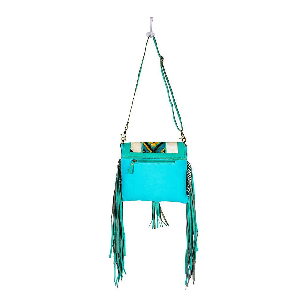 Tonga Ridge Canvas & Hairon Bag In Turquoise