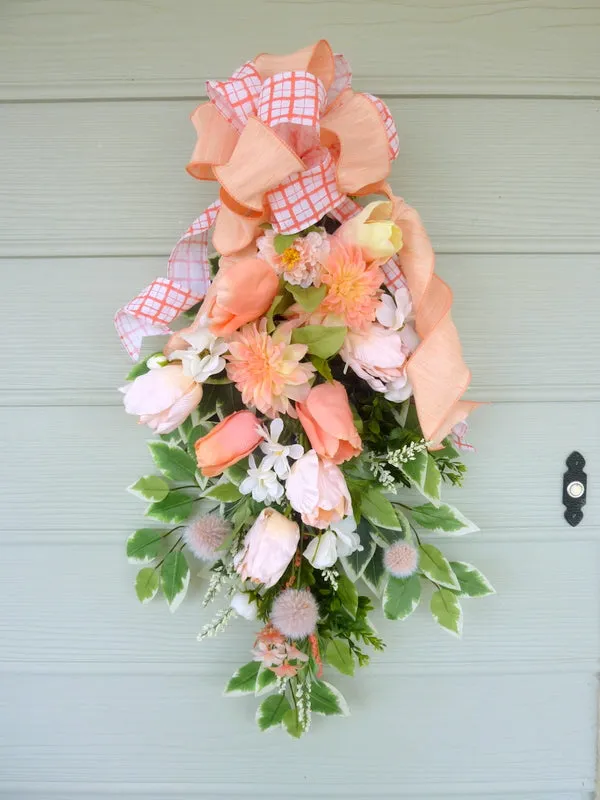 Tulip door swag, peach tulip swag