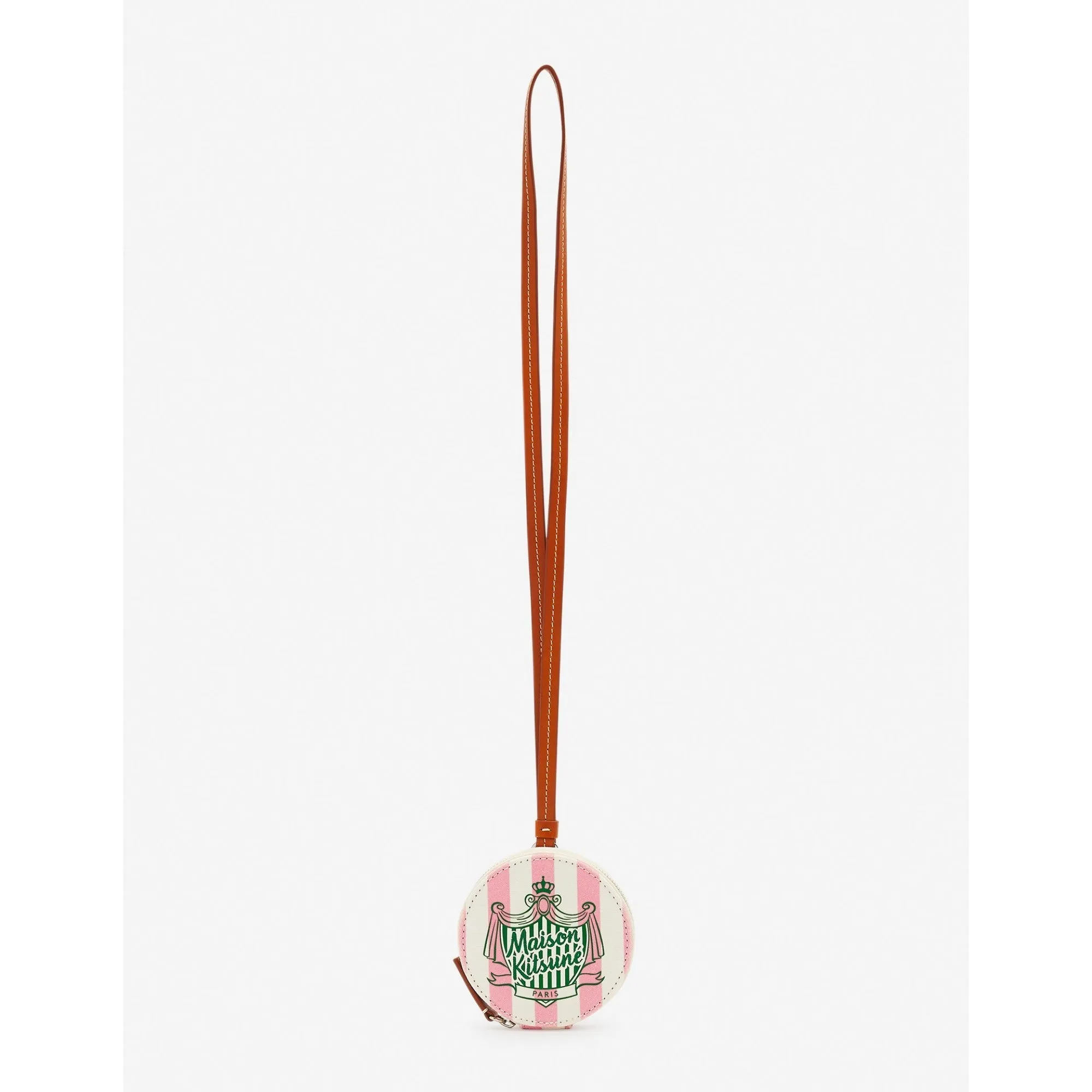 Unisex Poolside Stripes Round Purse Necklace - Strawberry Stripes