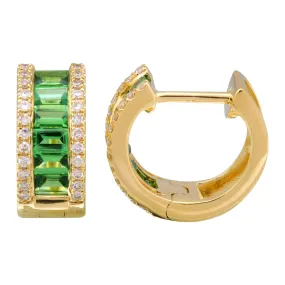 Wide Tsavorite Huggies