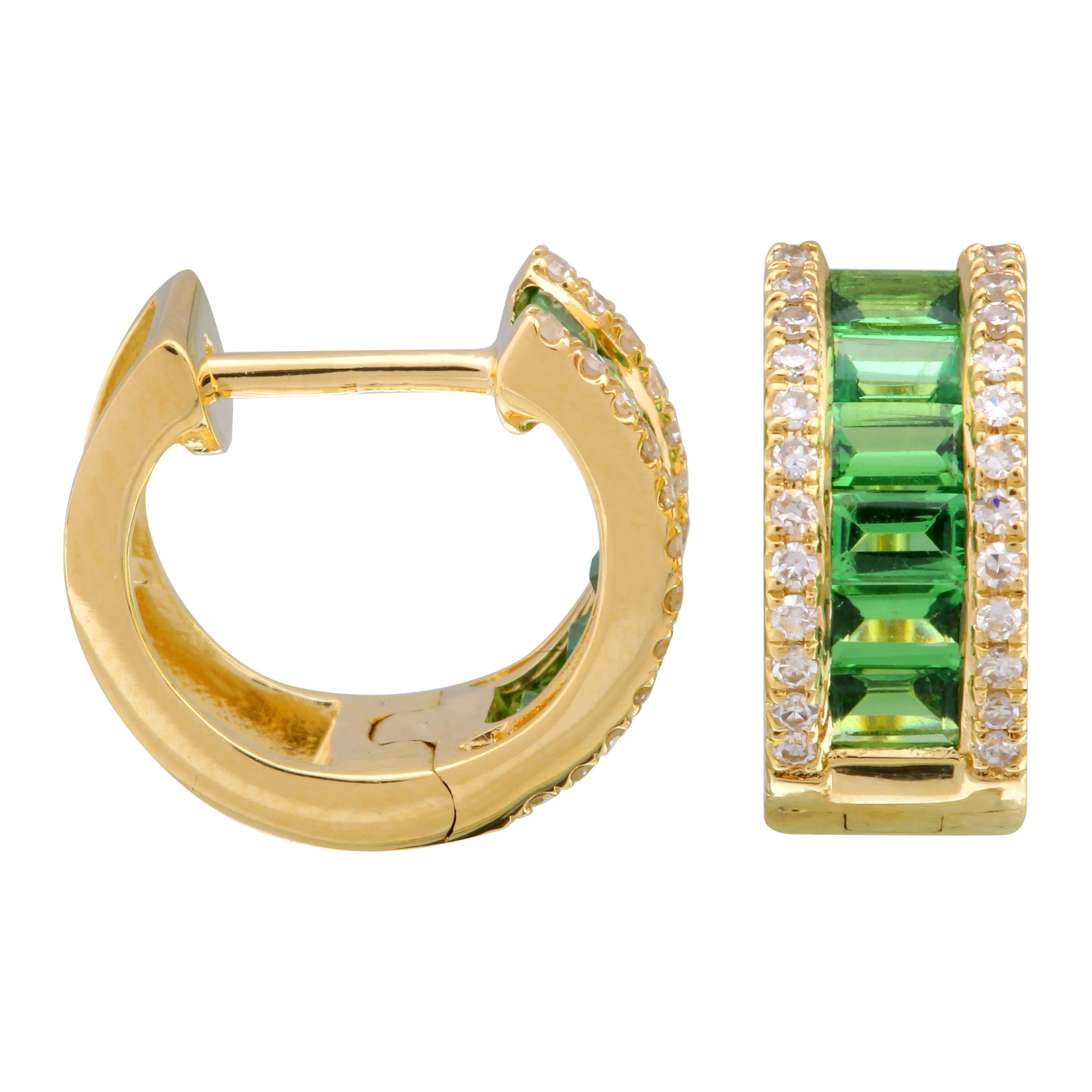 Wide Tsavorite Huggies