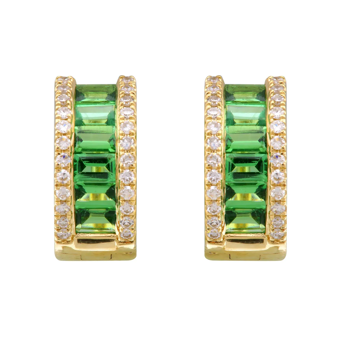 Wide Tsavorite Huggies