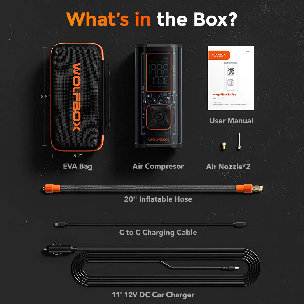 WOLFBOX Portable MegaFlow 24 Pro Tire Inflator