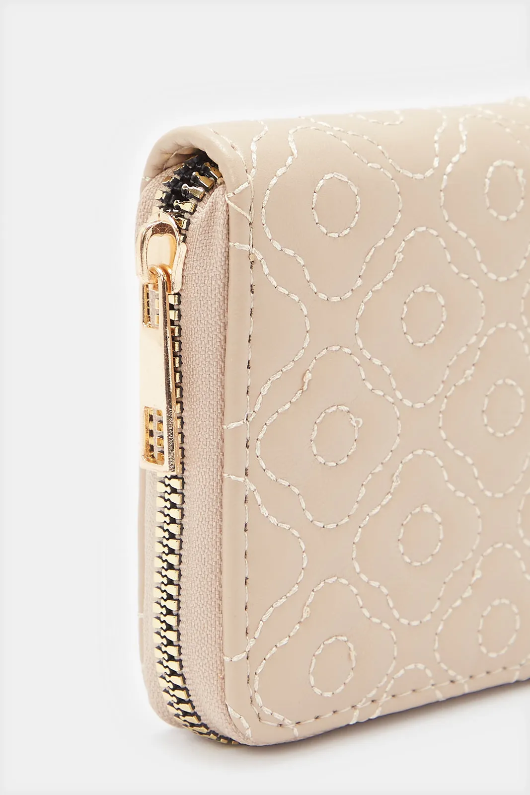 Women Beige Textured Purse