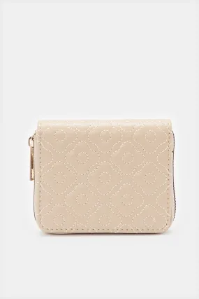 Women Beige Textured Purse