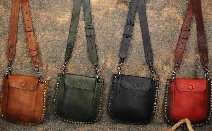 Womens Cowhide Leather Crossbody Purse Side Bags For Women
