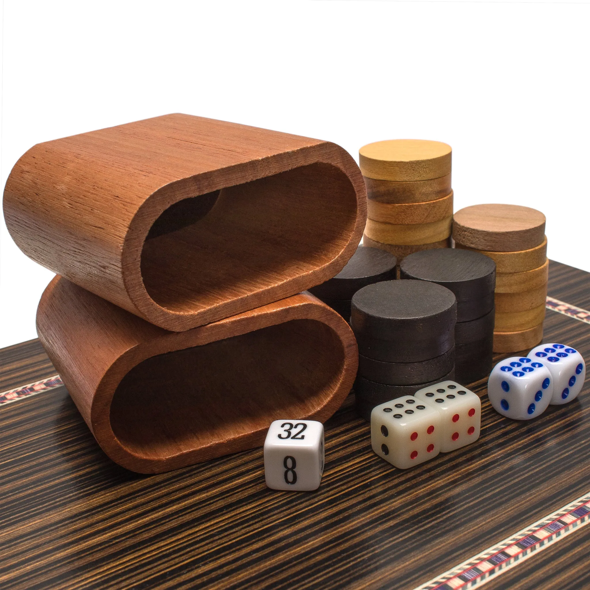 Wooden Inlaid Backgammon Game Set, "Dorne" - 13"