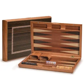 Wooden Inlaid Backgammon Game Set, "Dorne" - 13"