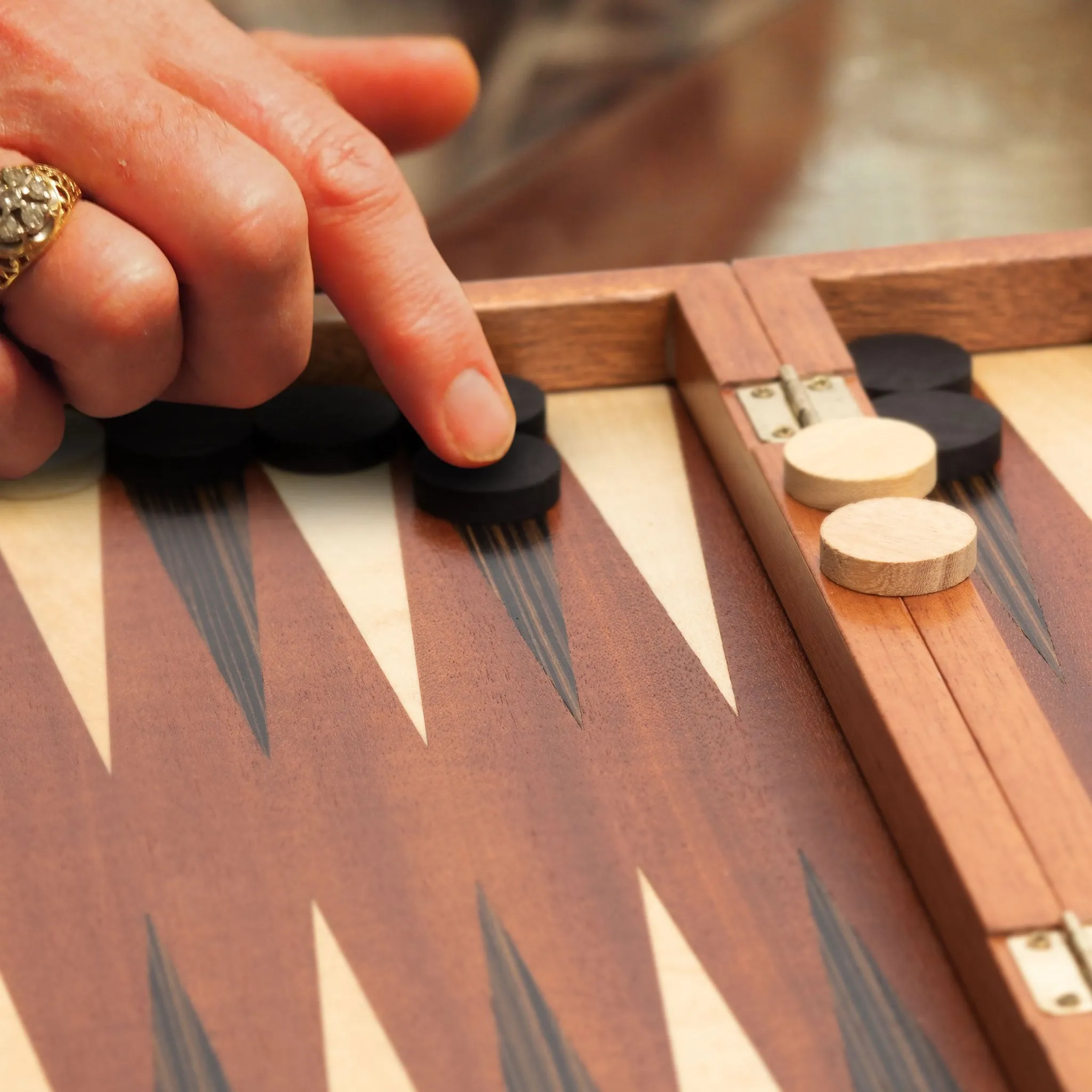 Wooden Inlaid Backgammon Game Set, "Dorne" - 13"